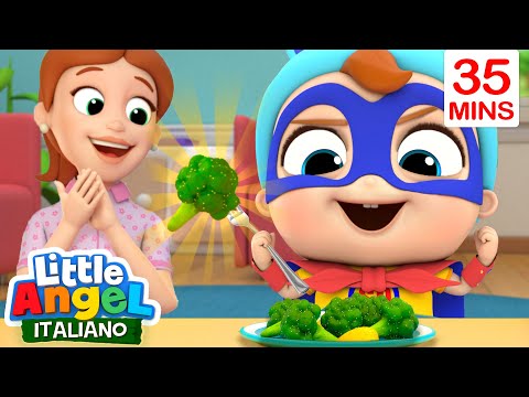 Gnam, Che Buono Mangiare le Verdure!🥦🦸🏻 Cartoni Animati con Gianni Piccino -Little Angel Italiano