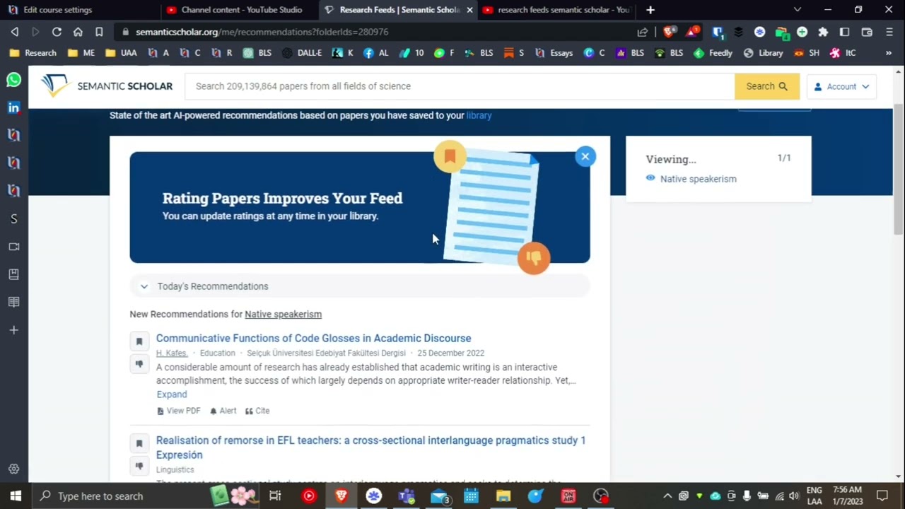 Setting Up Semantic Scholar Feeds