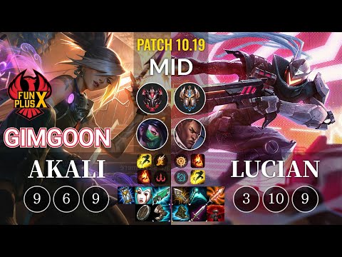 FPX GimGoon Akali vs Lucian Mid - KR Patch 10.19