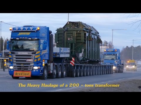 The Heavy haulage of a 200 tons Transformer by Havator  2x Scania V8 Trucks