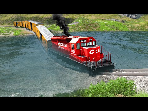 Train vs River Water Crashes #2 and Cars vs Rails - BeamNG.Drive