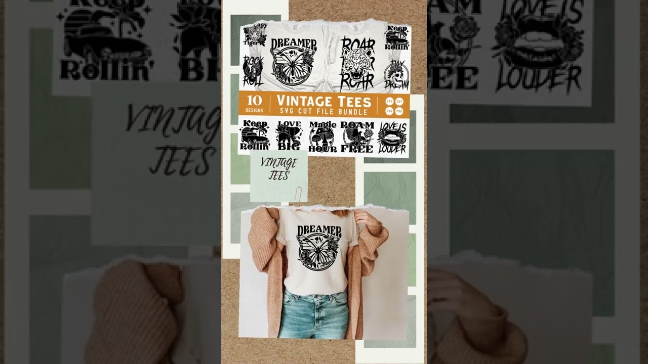 Vintage Tee Bundle SVG EPS PNG DXF, 10 Designs SVG Printable On T-Shirt,svg