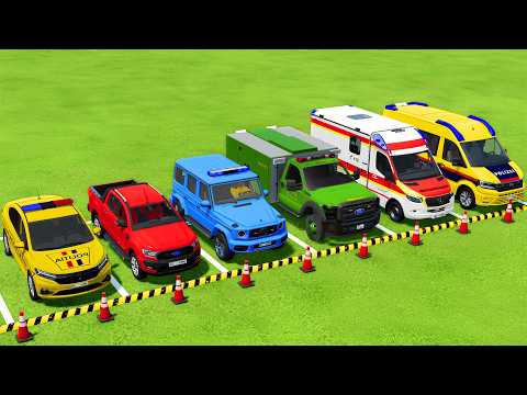 TRANSPORTING POLICE CARS, FIRE DEPARTMENT, AMBULANCE VEHICLES WITH MAN TRUCKS ! Farming Simulator 25