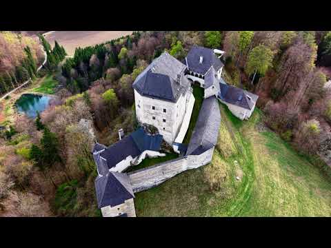 Burg Mannsberg - Majestic Castle in Austria`s Carinthia. 4K Drone Footage.