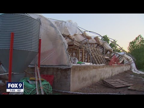 Storm damage in Plato, Minnesota