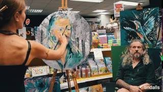 Loïs Cordelia Paints A Live Portrait Onto An Existing Canvas