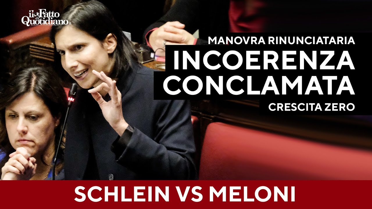 Schlein a Meloni: "Manovra austera e rinunciataria a crescita zero, incoerenza ormai conclamata"