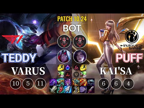 T1 Teddy Varus vs IG Puff Kai'Sa Bot - KR Patch 10.24