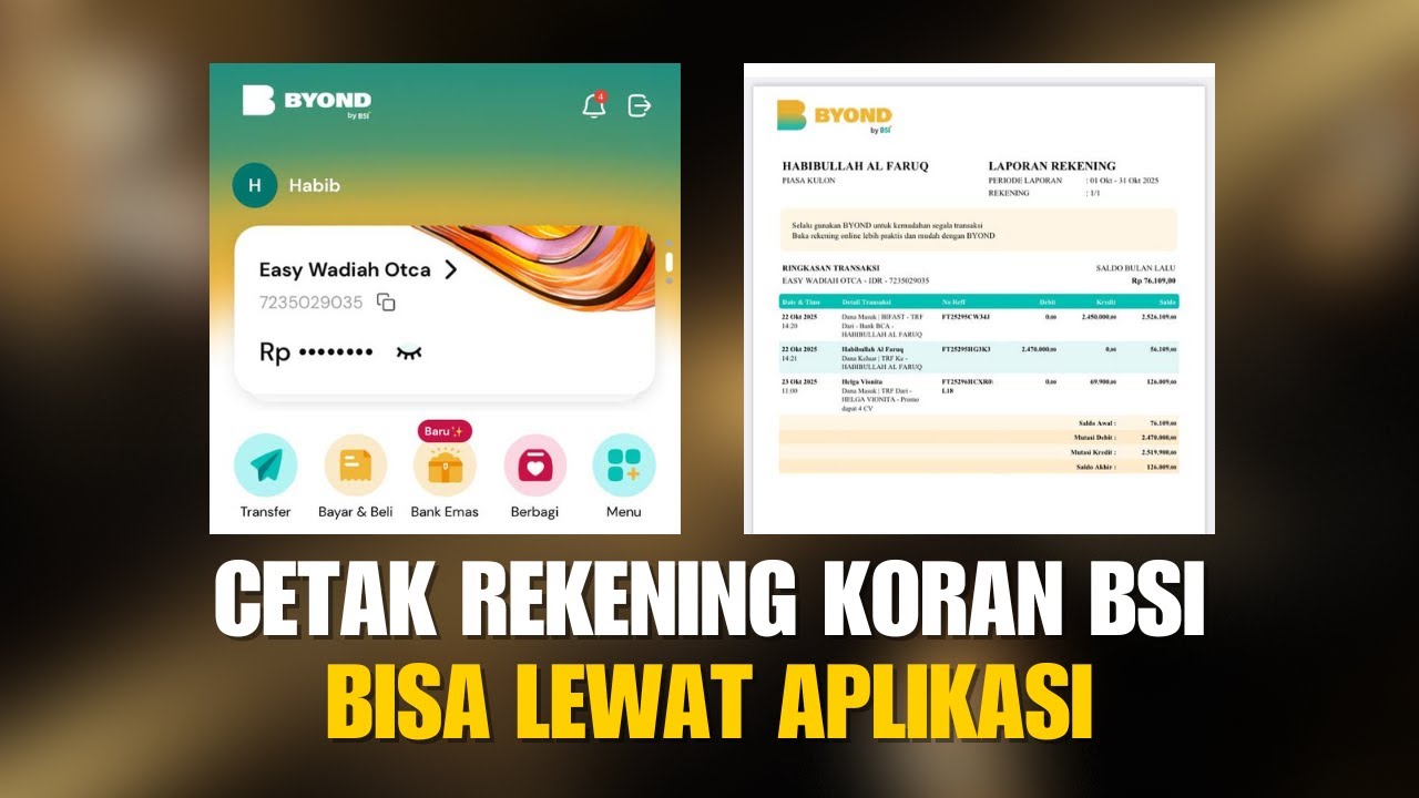 GAK PERLU KE KANTOR CABANG! Cara Cetak Rekening Koran BSI di BYOND by BSI Mudah | E-Statement BSI