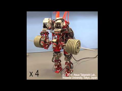 2015 Four-limbed Robot: Lifting up 120kg Barbell