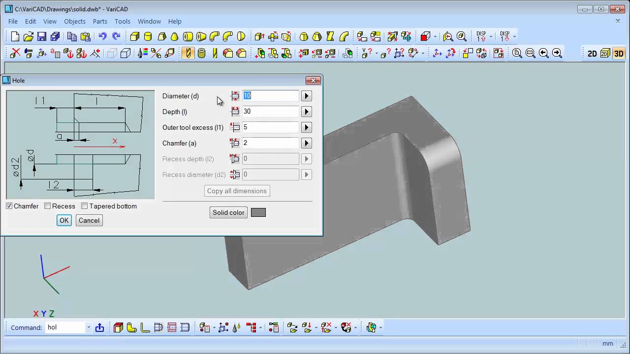 VariCAD - Solid Creation, Transformation of Objects