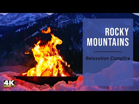 ???? ROCKY MOUNTAINS CAMPFIRE ????12 hours, Virtual Fireplace & Nature Fire Sounds for Meditation, Sleep