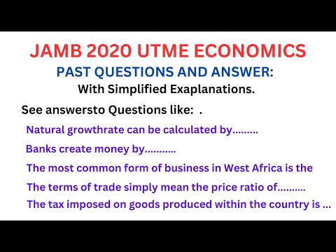 Economics JAMB CBT 2020 Question and Answer | Made Easy with Explanations