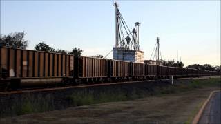 preview picture of video 'BNSF Hopper train leaving the siding at Cameron, TX - 9/9/2012'