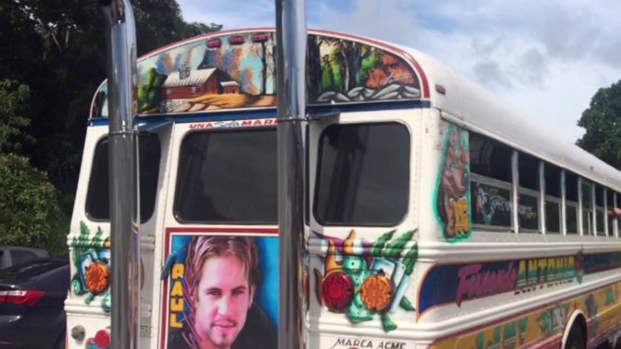 Red Devil Crazy Custom Pimped Out Bus in Panama with Lazer, TV, Vehicle Graffiti Art