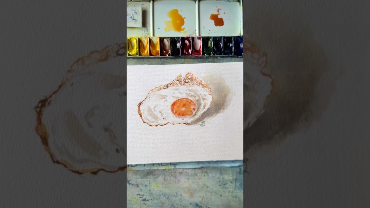 水彩で目玉焼きを描くには🍳 #透明水彩 #描き方 #水彩画 #水彩メイキング #paintwithme