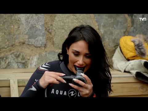 Beautiful, Dark Haired Chilean TV Babe Scuba Dives - Thick Wetsuit w/ hood