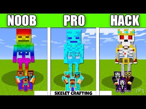 Minecraft Battle Skeleton Mutant FAMILY CRAFTING CHALLENGE - NOOB vs PRO vs HACKER vs GOD Animation