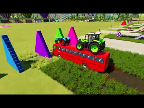 TRANSPORTING CLAAS, CASE, JOHN DEERE, EICHER TRACTORS with BUSES - Farming Simulator 22 @love.256