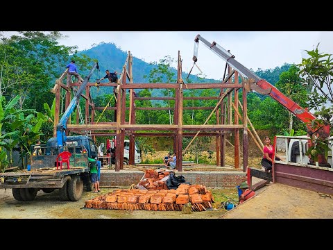 AMAZING JOB: Control Cranes To Build Wooden Houses, Build a House On Stilts With a Crane