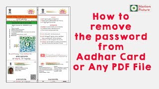 How To Remove Password From Aadhaar Card PDF File || Motion picture