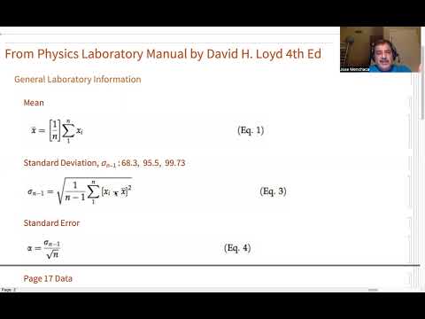 University Physics Lectures, Mean, Standard Deviation and Standard Error