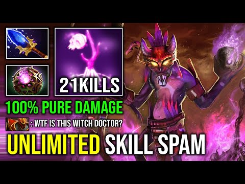UNLIMITED SKILL SPAM 100% Pure Damage Unlimited Ward Bounce Offlane Witch Doctor Dota 2