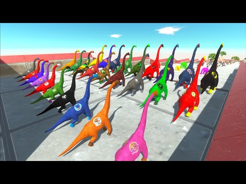 DEATH FALL ALL SUPERMAN BRACHIOSAURUS vs ALL BATMAN BRACHIO  - Animal Revolt Battle Simulator