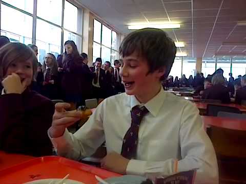 Oisin easts his "Chocolaty Roasty"