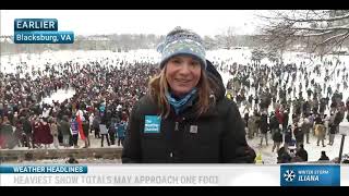 Epic Snowball Fight On Virginia Tech's Campus During Winter Storm Harlow