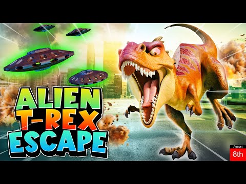 Going on a Dinosaur Hunt | Alien T-rex Escape | Brain Break Chase for Kids | Coach Tiny Jenny