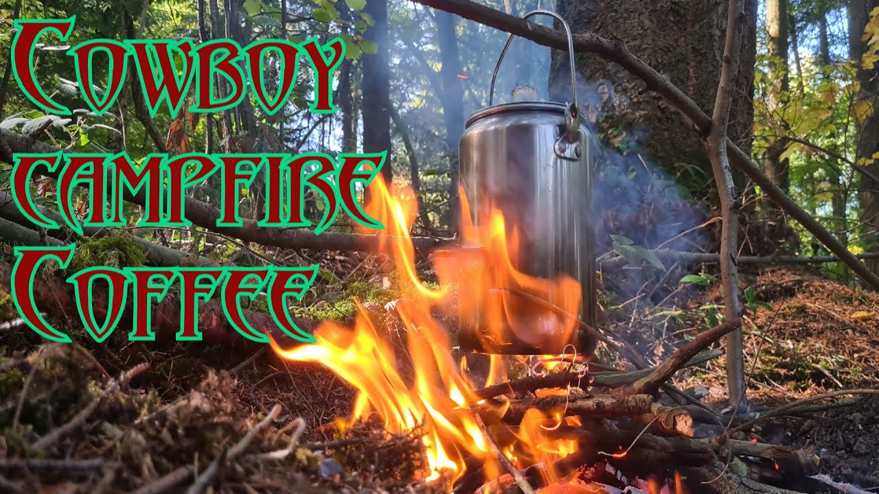 Cowboy campfire coffee in the forest