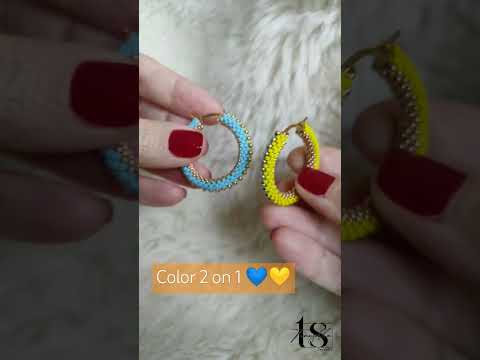 Серьги Конго из бисера желто голубые - фото 1 - id-p2431683850