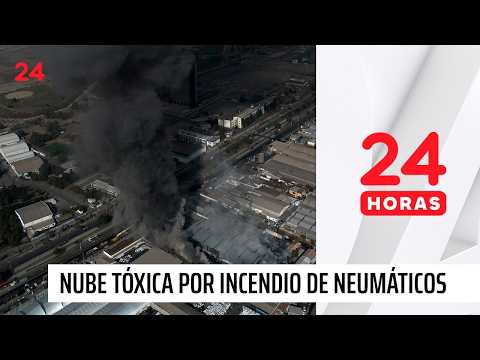 Incendio en acopio de neumáticos en Cerrillos provoca densa nube de humo en Santiago