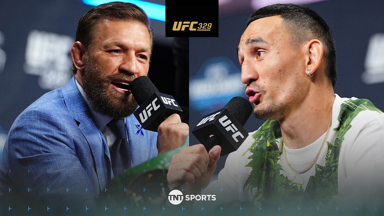 Conor McGregor and Max Holloway at UFC 329 press conference