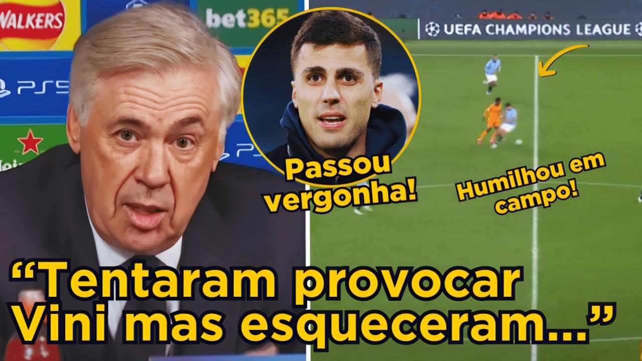 🔥HUMILHOU RODRI! ANCELOTTI APOIA ATITUDE DE VINI JR CONTRA PROVOCAÇÃO DO CITY!