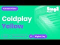 Coldplay - Yellow (Higher Key) Karaoke Piano