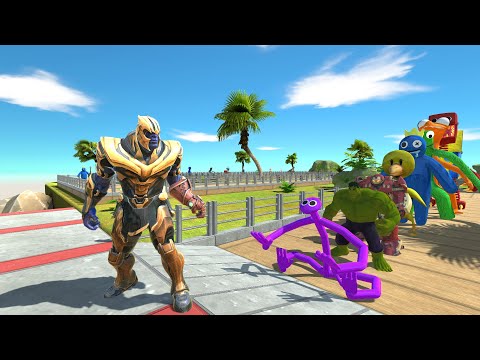 Thanos Fight Rainbow Friends OASIS DEATH RUN - Animal Revolt Battle Simulator