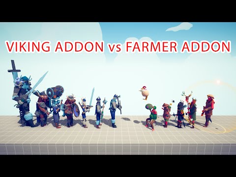 VIKING ADDON Team vs FARMER ADDON Team - Totally Accurate Battle Simulator TABS