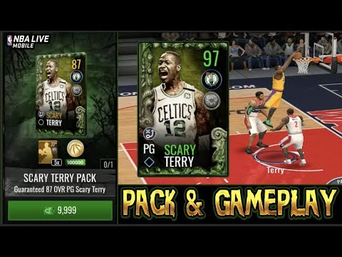 HALLOWEEN MASTER 97 OVR SCARY TERRY GAMEPLAY! | NBA LIVE MOBILE 19 S3 SCARY TERRY PACK OPENING! Video