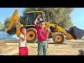 Kids Unboxing A New JCB Playing With A Real JCB Backhoe Loader Construction Toys Fun By CN Toys