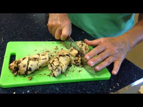 Nonna's Biscotti - Cutting the logs