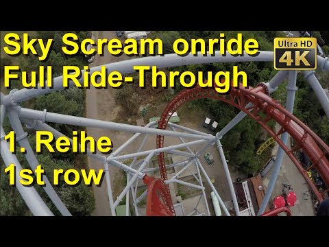 Sky Scream onride 2018 (4K) Holiday Park Sky Scream POV + Wartebereich - Front Seat POV / 1. Reihe