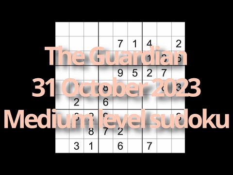 FLUKE WARNING Sudoku solution – The Guardian 31 October 2023 Medium level