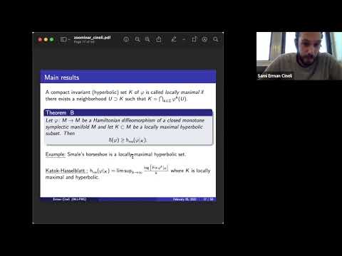 Topological entropy of Hamiltonian diffeomorphisms: a persistence homology and... - Erman Cineli
