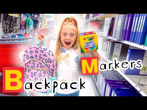 6 Year Old Everleigh Goes School Shopping In Alphabetical Order!!! - Challenge