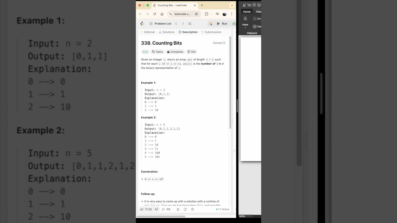 Counting Bits in JavaScript | Leetcode 338| #javascript #coding #datastructure #leetcode