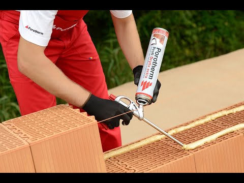 Caramida slefuita Porotherm Profi - punere in opera cu spuma adeziva Porotherm Profi Dryfix extra