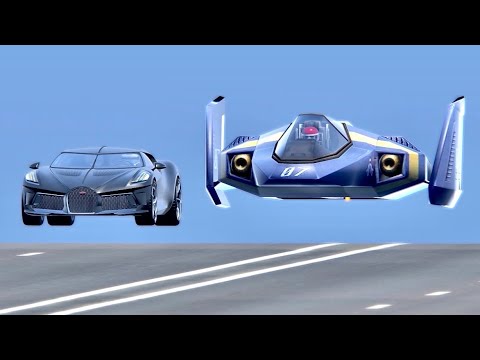 Bugatti La Voiture Noire with Jet Engine vs Blue Falcon - Drag Race 20 KM