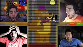 8 YouTubers REACTS to FNaF 4 Bite Minigame (Night 